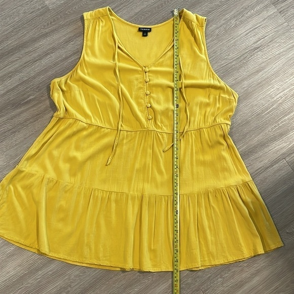 Torrid Women’s Tank Top 2X Yellow Boho Babydoll Sleeveless Button Front Tiered - Picture 14 of 16